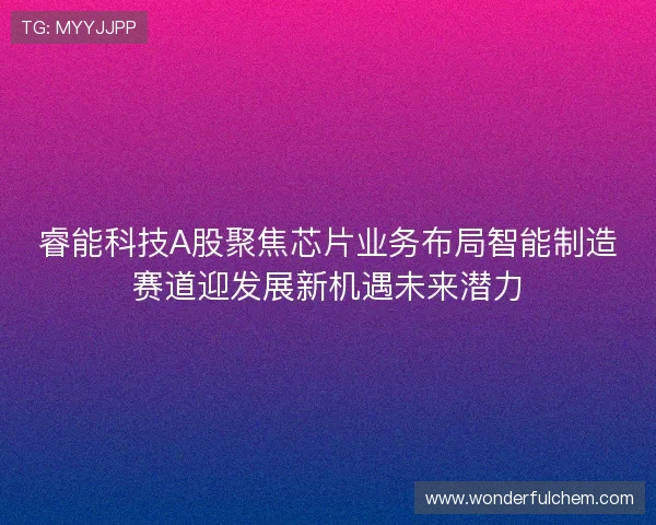 睿能科技A股聚焦芯片业务布局智能制造赛道迎发展新机遇未来潜力